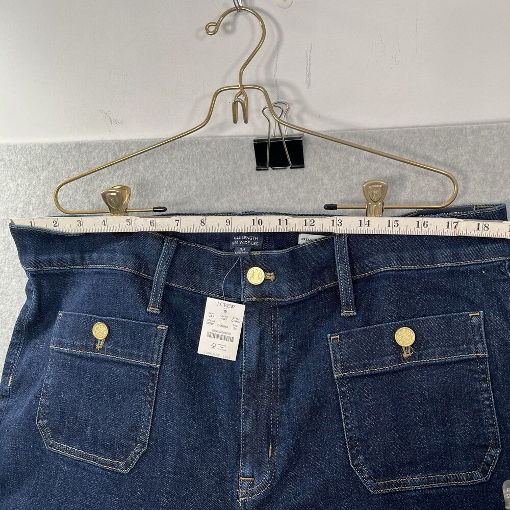 J.Crew Slim Wide‑Leg Jeans Womens 34 actual 39x29  All‑Day Stretch NWT dark - Picture 8 of 15